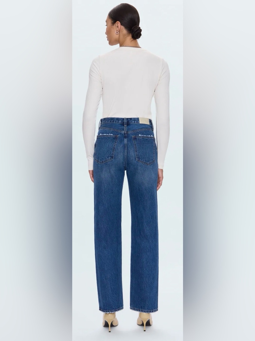 Pistola Cassie Super High Rise Straight Leg Jeans Size 33 Medium Wash Casual - Picture 3 of 12